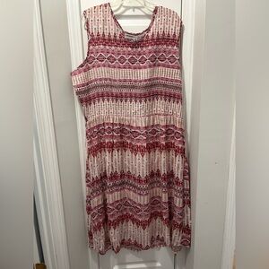 Classic Pink and Cream Patterned Sleeveless Maxi Dress